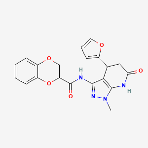 N-(4-(furan-2-yl)-1-methyl-6-oxo-4,5,6,7-tetrahydro-1H-pyrazolo[3,4-b]pyridin-3-yl)-2,3-dihydrobenzo[b][1,4]dioxine-2-carboxamide