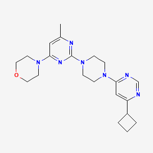 molecular formula C21H29N7O B2831891 4-{2-[4-(6-Cyclobutylpyrimidin-4-yl)piperazin-1-yl]-6-methylpyrimidin-4-yl}morpholine CAS No. 2415471-60-0