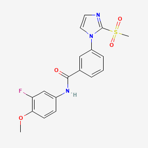 molecular formula C18H16FN3O4S B2831904 N-(3-fluoro-4-methoxyphenyl)-3-(2-(methylsulfonyl)-1H-imidazol-1-yl)benzamide CAS No. 2034391-93-8