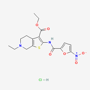 molecular formula C17H20ClN3O6S B2831910 Ethyl 6-ethyl-2-(5-nitrofuran-2-carboxamido)-4,5,6,7-tetrahydrothieno[2,3-c]pyridine-3-carboxylate hydrochloride CAS No. 1330339-35-9