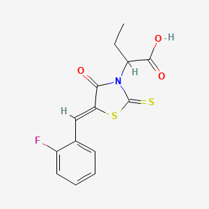 2-[(5Z)-5-[(2-fluorophenyl)methylidene]-4-oxo-2-sulfanylidene-1,3-thiazolidin-3-yl]butanoic acid