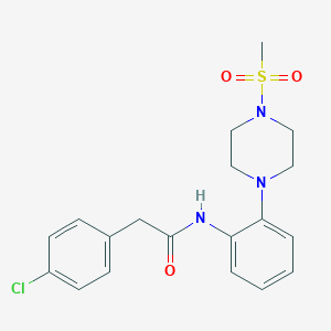 molecular formula C19H22ClN3O3S B283192 2-(4-chlorophenyl)-N-{2-[4-(methylsulfonyl)-1-piperazinyl]phenyl}acetamide 