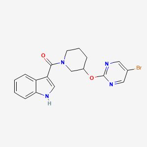 molecular formula C18H17BrN4O2 B2831921 (3-((5-bromopyrimidin-2-yl)oxy)piperidin-1-yl)(1H-indol-3-yl)methanone CAS No. 2034529-54-7