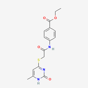 molecular formula C16H17N3O4S B2831949 乙酸 4-({[(6-甲基-2-氧代-1,2-二氢嘧啶-4-基)硫代乙酰]氨基}苯甲酸酯 CAS No. 905692-18-4
