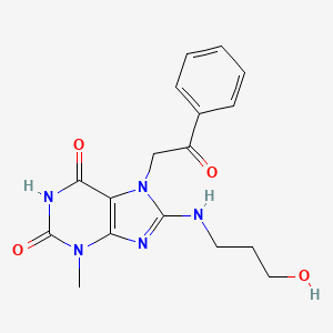 8-((3-hydroxypropyl)amino)-3-methyl-7-(2-oxo-2-phenylethyl)-1H-purine-2,6(3H,7H)-dione