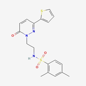 molecular formula C18H19N3O3S2 B2831967 2,4-二甲基-N-(2-(6-氧代-3-(噻吩-2-基)吡啶并[1,6H]-1-基)乙基)苯磺酰胺 CAS No. 946264-93-3