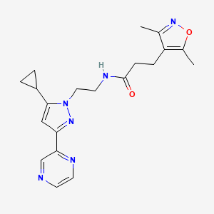 N-(2-(5-cyclopropyl-3-(pyrazin-2-yl)-1H-pyrazol-1-yl)ethyl)-3-(3,5-dimethylisoxazol-4-yl)propanamide