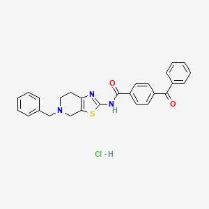 molecular formula C27H24ClN3O2S B2831972 4-benzoyl-N-(5-benzyl-4,5,6,7-tetrahydrothiazolo[5,4-c]pyridin-2-yl)benzamide hydrochloride CAS No. 1189426-73-0