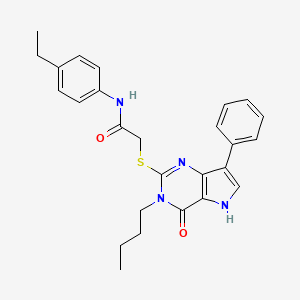2-[(3-butyl-4-oxo-7-phenyl-4,5-dihydro-3H-pyrrolo[3,2-d]pyrimidin-2-yl)sulfanyl]-N-(4-ethylphenyl)acetamide