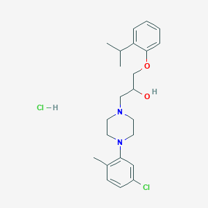 molecular formula C23H32Cl2N2O2 B2831983 1-(4-(5-氯-2-甲基苯基)哌嗪-1-基)-3-(2-异丙基苯氧基)丙醇 盐酸盐 CAS No. 1216948-76-3