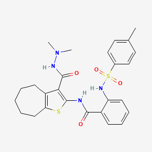 N-(3-(2,2-dimethylhydrazinecarbonyl)-5,6,7,8-tetrahydro-4H-cyclohepta[b]thiophen-2-yl)-2-(4-methylphenylsulfonamido)benzamide