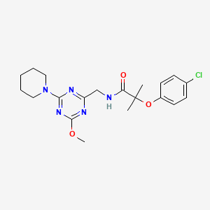 2-(4-chlorophenoxy)-N-((4-methoxy-6-(piperidin-1-yl)-1,3,5-triazin-2-yl)methyl)-2-methylpropanamide