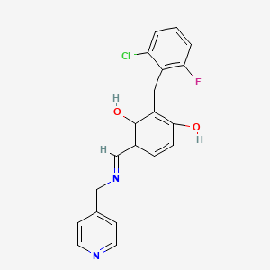 molecular formula C20H16ClFN2O2 B2831998 2-(2-Chloro-6-fluorobenzyl)-4-{[(4-pyridinylmethyl)imino]methyl}-1,3-benzenediol CAS No. 341967-49-5