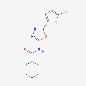 molecular formula C13H14ClN3O2S B2832000 N-(5-(5-chlorothiophen-2-yl)-1,3,4-oxadiazol-2-yl)cyclohexanecarboxamide CAS No. 888410-57-9