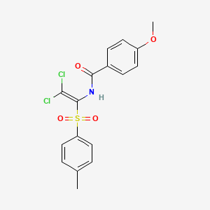 molecular formula C17H15Cl2NO4S B2832006 N-[2,2-dichloro-1-(4-methylphenyl)sulfonylethenyl]-4-methoxybenzamide CAS No. 305331-11-7