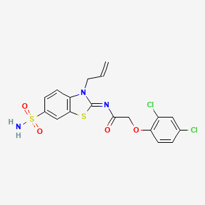 molecular formula C18H15Cl2N3O4S2 B2832007 (Z)-N-(3-allyl-6-sulfamoylbenzo[d]thiazol-2(3H)-ylidene)-2-(2,4-dichlorophenoxy)acetamide CAS No. 865176-39-2