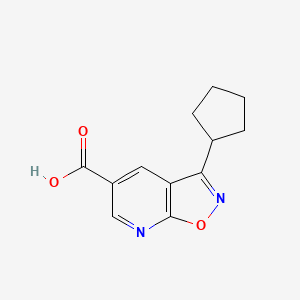 molecular formula C12H12N2O3 B2832028 3-环戊基-[1,2]噁唑并[5,4-b]吡啶-5-甲酸 CAS No. 1334148-01-4