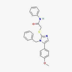 molecular formula C25H23N3O2S B2832031 2-((1-苄基-5-(4-甲氧基苯基)-1H-咪唑-2-基)硫代)-N-苯乙酰胺 CAS No. 1207022-66-9