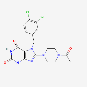 7-[(3,4-dichlorophenyl)methyl]-3-methyl-8-(4-propanoylpiperazin-1-yl)-2,3,6,7-tetrahydro-1H-purine-2,6-dione