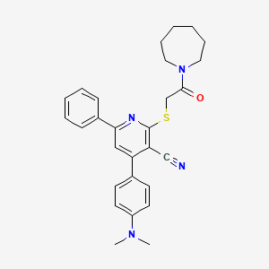 2-((2-(Azepan-1-yl)-2-oxoethyl)thio)-4-(4-(dimethylamino)phenyl)-6-phenylnicotinonitrile