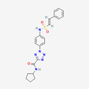 molecular formula C21H22N6O3S B2832040 (E)-N-环戊基-2-(4-(2-苯乙烯基磺胺基)苯基)-2H-四唑-5-甲酰胺 CAS No. 1396890-48-4