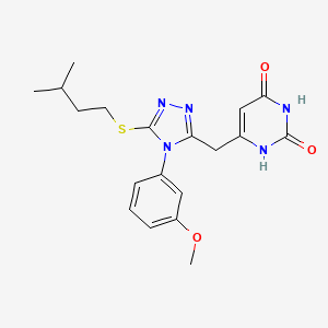 molecular formula C19H23N5O3S B2832045 6-((5-(isopentylthio)-4-(3-methoxyphenyl)-4H-1,2,4-triazol-3-yl)methyl)pyrimidine-2,4(1H,3H)-dione CAS No. 892470-90-5