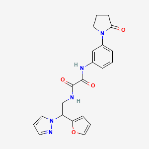 N1-(2-(furan-2-yl)-2-(1H-pyrazol-1-yl)ethyl)-N2-(3-(2-oxopyrrolidin-1-yl)phenyl)oxalamide