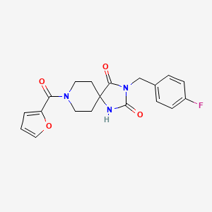 molecular formula C19H18FN3O4 B2832053 3-(4-Fluorobenzyl)-8-(furan-2-carbonyl)-1,3,8-triazaspiro[4.5]decane-2,4-dione CAS No. 1021031-93-5