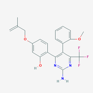 molecular formula C22H20F3N3O3 B2832069 2-(2-氨基-5-(2-甲氧基苯基)-6-(三氟甲基)嘧啶-4-基)-5-[(2-甲基丙-2-烯-1-基)氧基]苯酚 CAS No. 862199-97-1