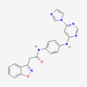 molecular formula C22H17N7O2 B2832073 N-(4-((6-(1H-imidazol-1-yl)pyrimidin-4-yl)amino)phenyl)-2-(benzo[d]isoxazol-3-yl)acetamide CAS No. 1203372-71-7
