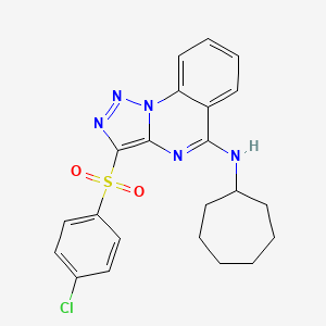 molecular formula C22H22ClN5O2S B2832078 3-[(4-chlorophenyl)sulfonyl]-N-cycloheptyl[1,2,3]triazolo[1,5-a]quinazolin-5-amine CAS No. 899217-63-1