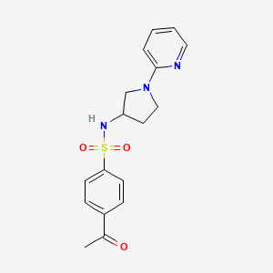 molecular formula C17H19N3O3S B2832088 4-acetyl-N-(1-(pyridin-2-yl)pyrrolidin-3-yl)benzenesulfonamide CAS No. 1798665-21-0