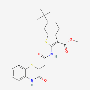 molecular formula C24H28N2O4S2 B2832100 methyl 6-tert-butyl-2-[[2-(3-oxo-4H-1,4-benzothiazin-2-yl)acetyl]amino]-4,5,6,7-tetrahydro-1-benzothiophene-3-carboxylate CAS No. 367908-51-8