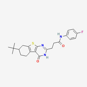 3-(7-tert-butyl-4-oxo-3,4,5,6,7,8-hexahydro[1]benzothieno[2,3-d]pyrimidin-2-yl)-N-(4-fluorophenyl)propanamide