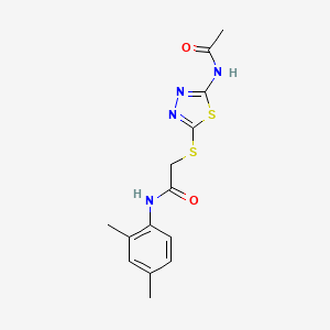 molecular formula C14H16N4O2S2 B2832109 2-((5-acetamido-1,3,4-thiadiazol-2-yl)thio)-N-(2,4-dimethylphenyl)acetamide CAS No. 392295-43-1