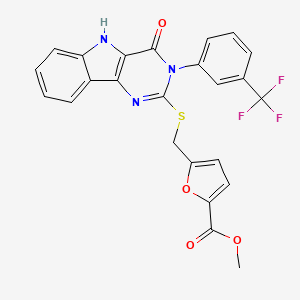 methyl 5-(((4-oxo-3-(3-(trifluoromethyl)phenyl)-4,5-dihydro-3H-pyrimido[5,4-b]indol-2-yl)thio)methyl)furan-2-carboxylate