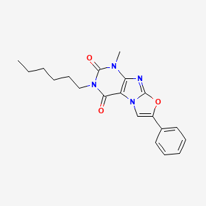 molecular formula C20H22N4O3 B2832113 3-hexyl-1-methyl-7-phenyloxazolo[2,3-f]purine-2,4(1H,3H)-dione CAS No. 938739-81-2