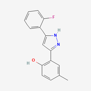 molecular formula C16H13FN2O B2832118 2-(5-(2-fluorophenyl)-1H-pyrazol-3-yl)-4-methylphenol CAS No. 763132-72-5