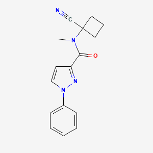 molecular formula C16H16N4O B2832121 N-(1-cyanocyclobutyl)-N-methyl-1-phenyl-1H-pyrazole-3-carboxamide CAS No. 1281035-03-7