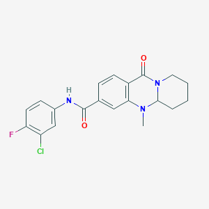 molecular formula C20H19ClFN3O2 B2832125 N-(3-chloro-4-fluorophenyl)-5-methyl-11-oxo-5,6,7,8,9,11-hexahydro-5aH-pyrido[2,1-b]quinazoline-3-carboxamide CAS No. 1574596-17-0
