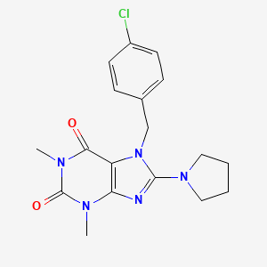 molecular formula C18H20ClN5O2 B2832130 7-(4-chlorobenzyl)-1,3-dimethyl-8-(pyrrolidin-1-yl)-1H-purine-2,6(3H,7H)-dione CAS No. 510717-44-9