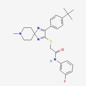 2-{[3-(4-tert-butylphenyl)-8-methyl-1,4,8-triazaspiro[4.5]deca-1,3-dien-2-yl]sulfanyl}-N-(3-fluorophenyl)acetamide