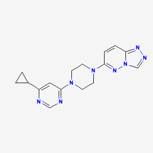 molecular formula C16H18N8 B2832164 6-[4-(6-Cyclopropylpyrimidin-4-yl)piperazin-1-yl]-[1,2,4]triazolo[4,3-b]pyridazine CAS No. 2380171-13-9