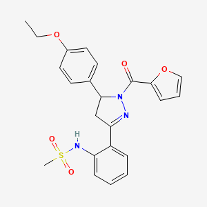 molecular formula C23H23N3O5S B2832176 N-(2-(5-(4-ethoxyphenyl)-1-(furan-2-carbonyl)-4,5-dihydro-1H-pyrazol-3-yl)phenyl)methanesulfonamide CAS No. 923122-19-4