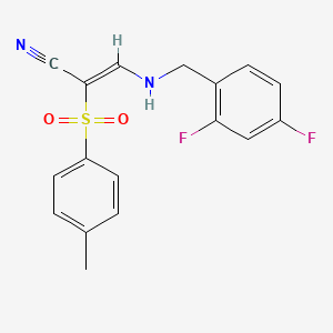 3-(((2,4-Difluorophenyl)methyl)amino)-2-((4-methylphenyl)sulfonyl)prop-2-enenitrile