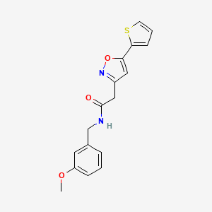 molecular formula C17H16N2O3S B2832186 N-(3-methoxybenzyl)-2-(5-(thiophen-2-yl)isoxazol-3-yl)acetamide CAS No. 946228-27-9