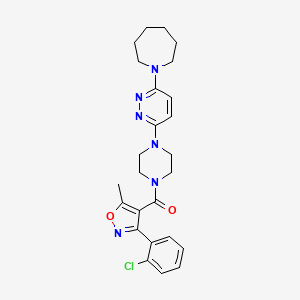 molecular formula C25H29ClN6O2 B2832188 (4-(6-(Azepan-1-yl)pyridazin-3-yl)piperazin-1-yl)(3-(2-chlorophenyl)-5-methylisoxazol-4-yl)methanone CAS No. 898459-95-5