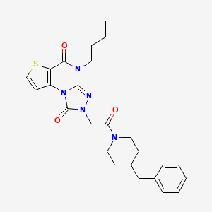 molecular formula C25H29N5O3S B2832200 11-[2-(4-benzylpiperidin-1-yl)-2-oxoethyl]-8-butyl-5-thia-1,8,10,11-tetrazatricyclo[7.3.0.02,6]dodeca-2(6),3,9-triene-7,12-dione CAS No. 1358774-77-2