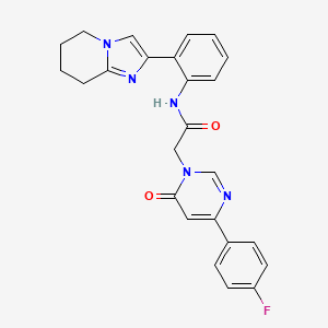 molecular formula C25H22FN5O2 B2832202 2-(4-(4-fluorophenyl)-6-oxopyrimidin-1(6H)-yl)-N-(2-(5,6,7,8-tetrahydroimidazo[1,2-a]pyridin-2-yl)phenyl)acetamide CAS No. 2034611-65-7