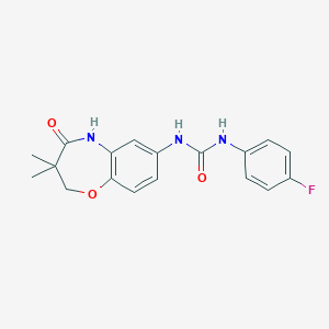 molecular formula C18H18FN3O3 B2832224 1-(3,3-Dimethyl-4-oxo-2,3,4,5-tetrahydrobenzo[b][1,4]oxazepin-7-yl)-3-(4-fluorophenyl)urea CAS No. 1171906-13-0